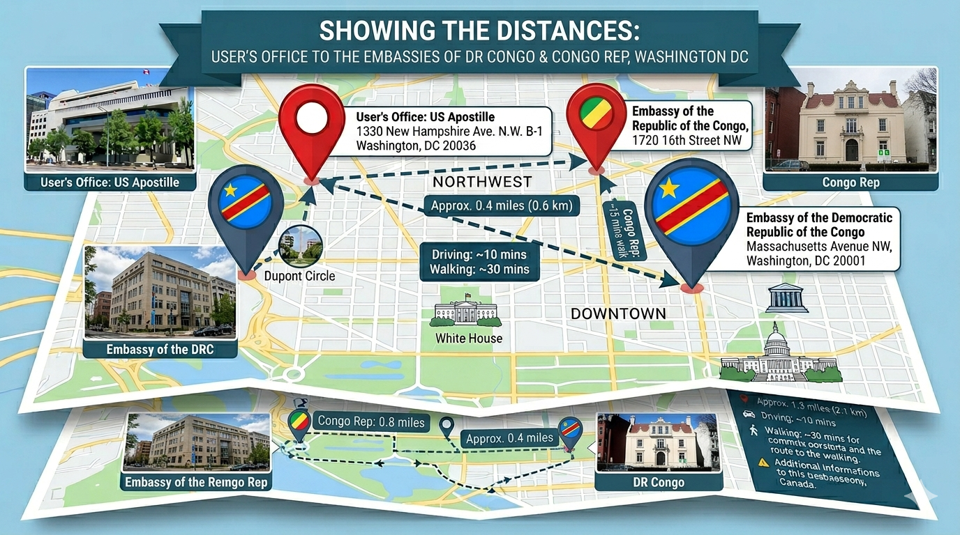 Map of Congo Rep. Embassy Legalization Services